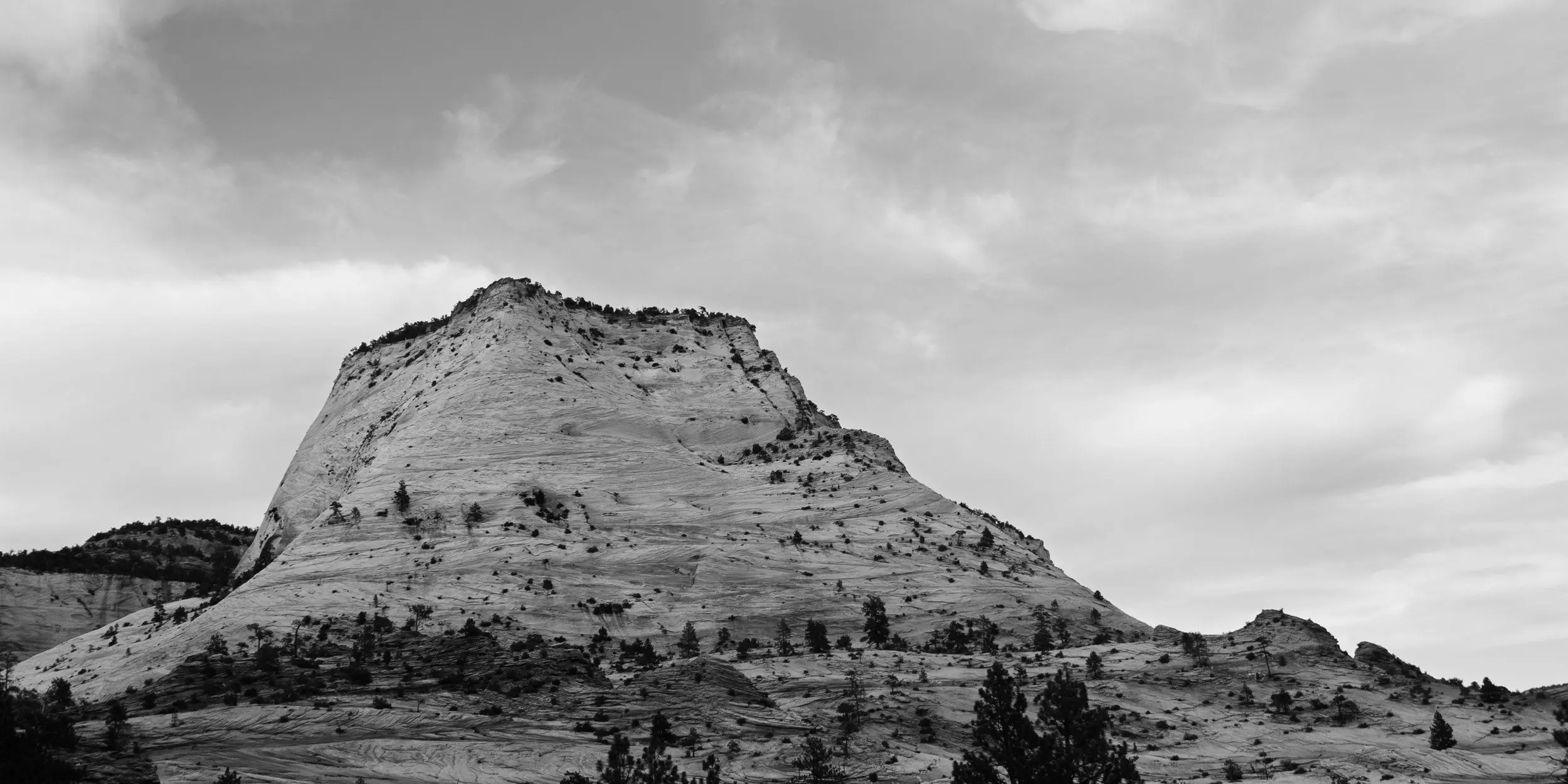 Black and white mountain on the Zion – Mount Carmel Highway.